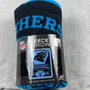 NWT Official NFL Carolina Panthers Logo Exclusive‎ Fleece Throw Blanket 50x60
